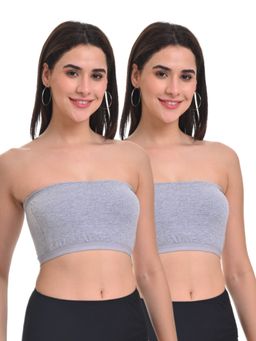 Adira - Women Grey Cotton Solid Bras (Pack of 2)