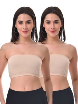 Adira - Women Beige Cotton Solid Bras (Pack of 2)
