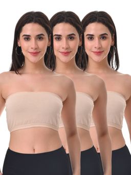 Adira - Women Beige Cotton Solid Bras (Pack of 3)