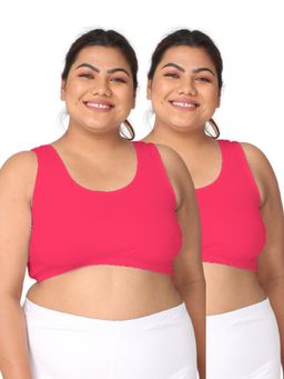 Adira - Women Pink Cotton Solid Bras (Pack of 2)