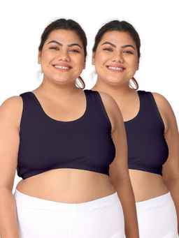 Adira - Women Navy Blue Cotton Solid Bras (Pack of 2)