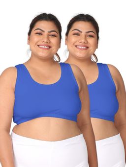 Adira - Women Blue Cotton Solid Bras (Pack of 2)