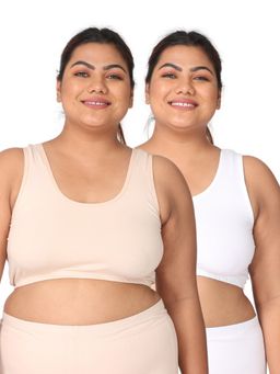 Adira - Women Multi-Color Cotton Solid Bras (Pack of 2)