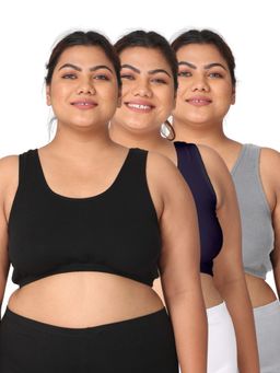 Adira - Women Multi-Color Cotton Solid Bras (Pack of 3)