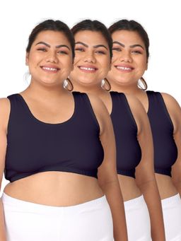 Adira - Women Navy Blue Cotton Solid Bras (Pack of 3)