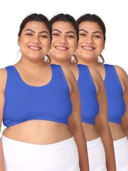 Adira - Women Blue Cotton Solid Bras (Pack of 3)