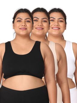 Adira - Women Multi-Color Cotton Solid Bras (Pack of 3)