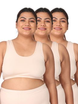 Adira - Women Beige Cotton Solid Bras (Pack of 3)