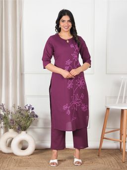 ARAMYA - Soft Cotton Straight Solid Kurta for Women (Set of 2)