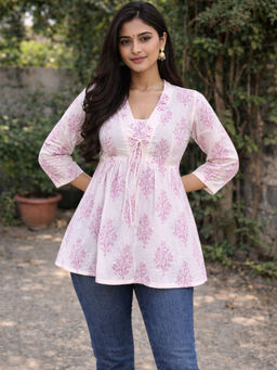 Lative Colours Of Fashion - Women's Cotton Printed White Top