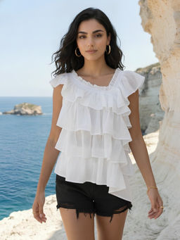 Dora Dori - Women's Cotton Solid White Top