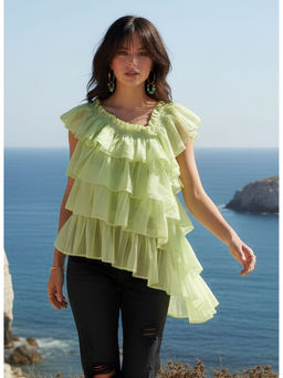 Dora Dori - Women's Cotton Solid Green Top