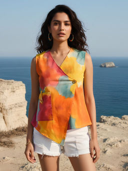 Dora Dori - Women's Cotton Printed Multi-Color Top