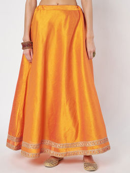 Studio Rasa - Dupion Solid Bias Orange Skirt