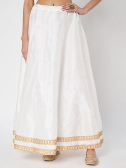 Studio Rasa - Dupion Solid Bias White Skirt