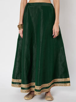 Studio Rasa - Dupion Solid Bias Green Skirt