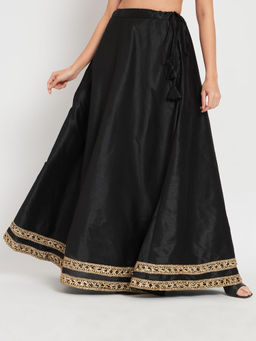 Studio Rasa - Dupion Solid Bias Black Skirt