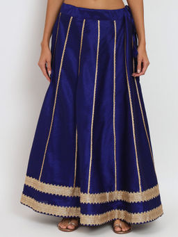 Studio Rasa - Dupion Kalidaar Solid Bias Blue Skirt
