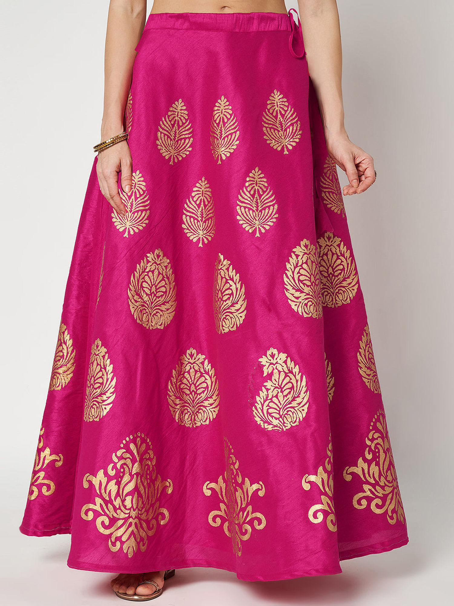 studio rasa Dupion Printed Bias Pink Skirt-picture-20