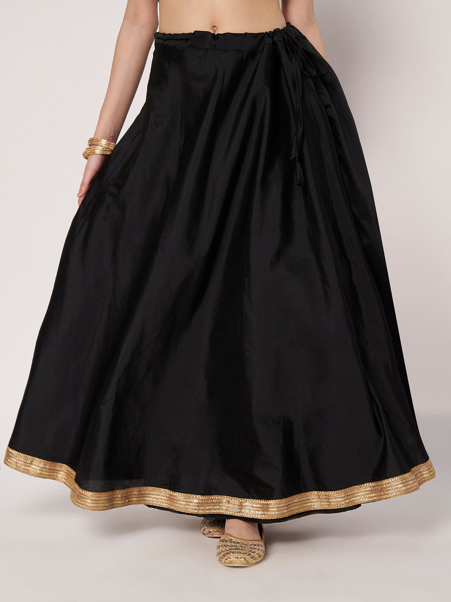 studio rasa Silk Blend Solid Bias Black Skirt-picture-37