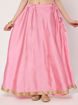Studio Rasa - Silk Blend Solid Bias Pink Skirt