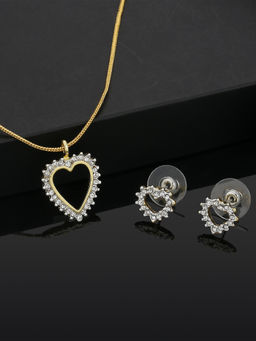 Estele - Gold & Rhodium Plated Heart Shaped Designer Necklace Set for Women
