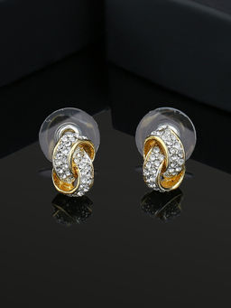 Estele - Gold & Rhodium Plated Nested Designer Stud Earrings with Austrian Crystals for Women