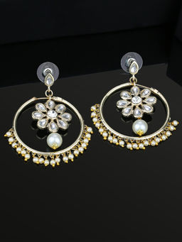 Estele - Gold Plated Traditional Chandbali Earrings with Pearl & Kundan for Women