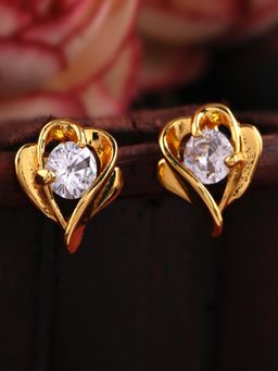 Estele - Gold Plated CZ Purity Heart Designer Stud Earrings with Austrian Crystals for Women
