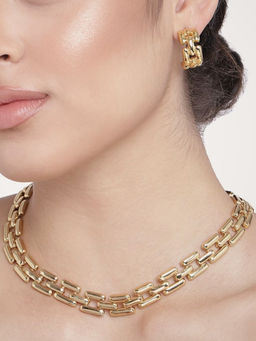 Estele - Gold Plated Interlink Designer Chain Necklace Set for Women