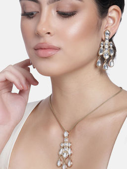 Estele - Gold Plated Beautiful Kundan Traditional Pendant Jewellery Set for Women