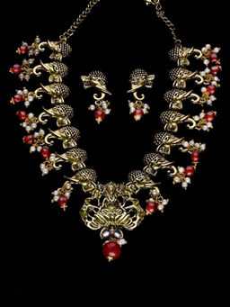 Estele - Gold Plated Laxmi Devi Embellished with Elephants Designer Necklace Set for Women