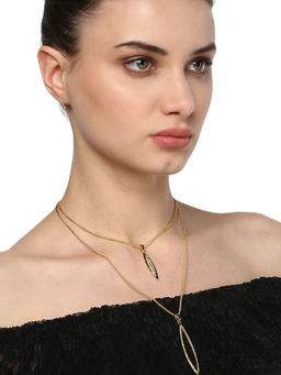 Estele - Gold Plated Evil Eye Designer Layered Necklace with Crystals for Women