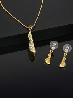 Estele - Gold Plated Curvy Ballerina Designer Necklace for Women (Set of 2)