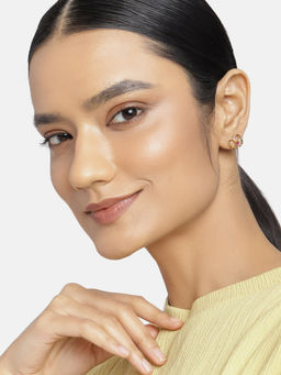 Estele - Gold Plated CZ Four Petal Clover Stud Earrings for Women