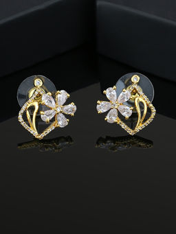 Estele - Gold Plated CZ Flower Bunch Stud Earrings for Women
