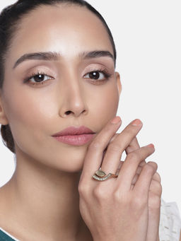 Estele - Gold Plated Charming Ring with Crystals for Women