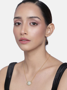 Estele - Gold Plated Studded Lucky Evil Eye Charm Pendant for Women.