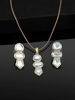 Estele - Gold Plated Kundan Simplicity Necklace for Women (Set of 2)