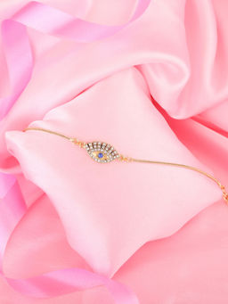 Estele - Gold Plated Sacred Evil Eye Bracelet with Crystals and Enamel for Men and Women