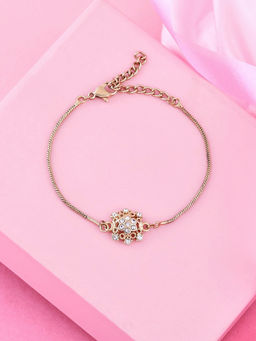 Estele - Gold Plated Nakshi Style Bracelet with Austrian Crystals for Women