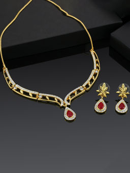 Estele - Gold Plated Exquisite Necklace Set with Crystals for Women