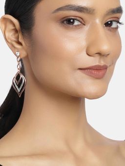 Estele - Gold and Rhodium Plated Striking Leafy Designer Drop Earrings Combo for Women