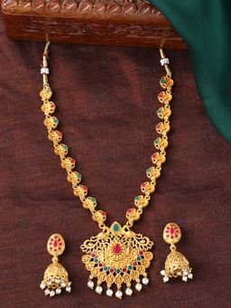 Estele - Gold Plated Ravishing Peacock Designer Necklace Set with Crystals for Women
