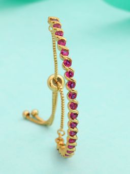 Estele - Gold Plated CZ Beautiful Designer Bracelet with Ruby Crystals for Women