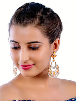 Estele - Gold Plated Charming Chandbali Earrings with Multi Colour Enamel for Women
