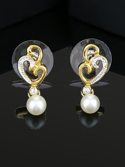 Estele - Gold and Rhodium Plated Cloud Designer Earrings with Pearl for Girls and Women