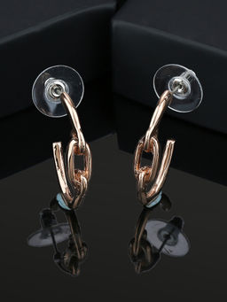 Estele - Rose Gold Plated Fashionable Link Hoop Earrings for Women- Girls