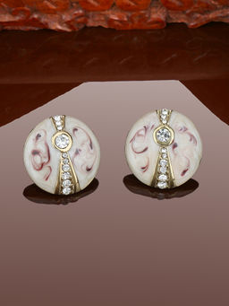Estele - Gold Plated Round Shaped earrings with Enamel for Women
