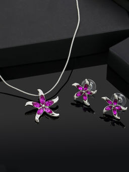 Estele - Rhodium Plated Star Shaped Necklace Set with Austrian Crystals for Women